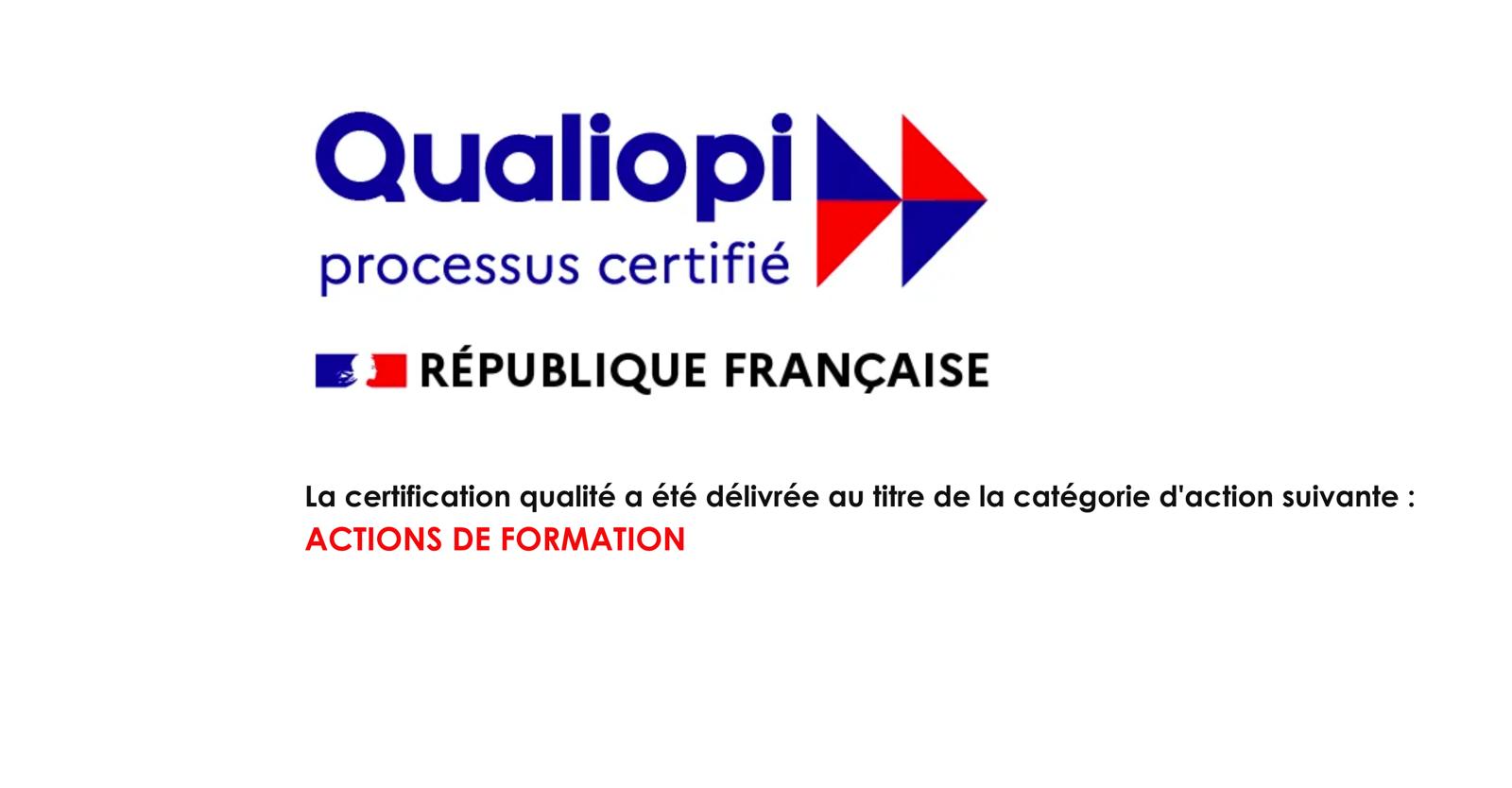 Logo Qualiopi processus certifié — République Française — Master Langues organisme de formation certifié
